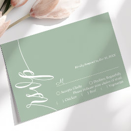 Dammig mint Elegant kalligrafi bröllops-RSVP-kort OSA Kort