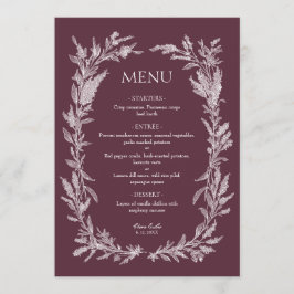 Dammig Plommon Vit Linje Konst Botanisk Bröllop Meny