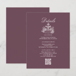 Dammig Plommon Vit Linje Konst Bröllopsdetaljer  Tilläggskort