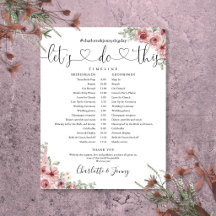 Dammig ros blomsterliknande brölloppsschema tidsli
