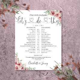 Dammig ros blomsterliknande brölloppsschema tidsli