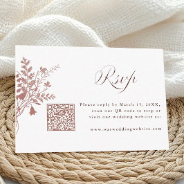 Dammig ros botanisk bröllops QR-kod RSVP Tilläggskort