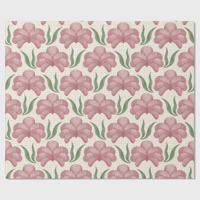 Dammig Ros Flora Presentpapper (Platt)