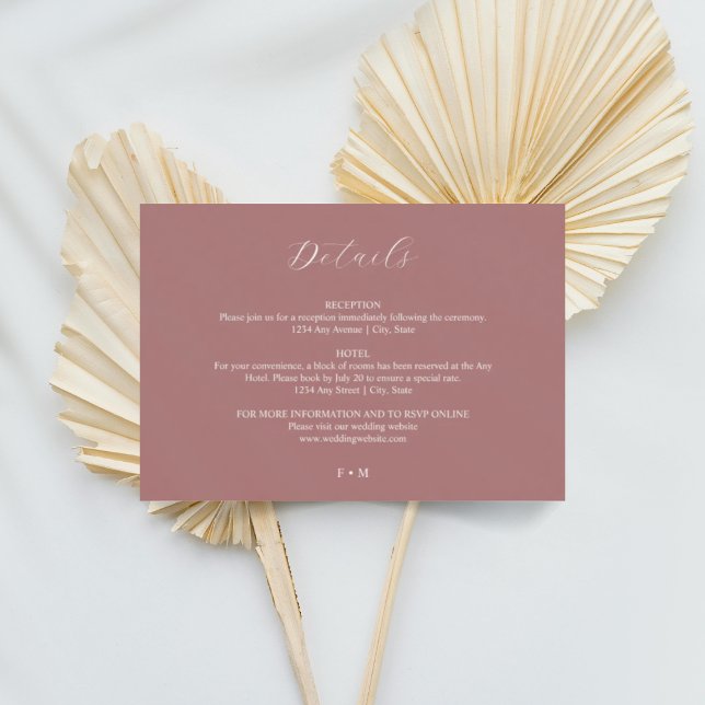 Dammig ros kalligrafi bröllopsföljekort tilläggskort (Skapare uppladdad)