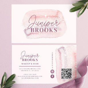 Dammig ros lavendel Social Media QR-kod Glitter Visitkort