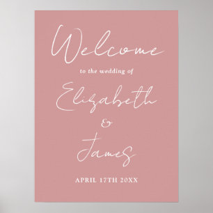 Dammig ros minimalistisk script välkomstskylt för poster