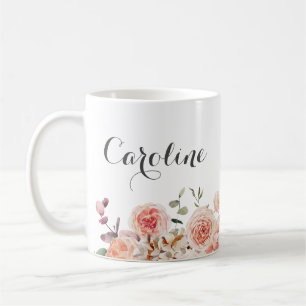 Dammig Rosa Akvarell Blommig Namn Kaffemugg