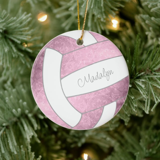 dammig rosa eget namn keepsaké volleyball julgransprydnad keramik (Träd)