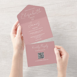 Dammig Rosa Elegant Skript QR-kod Bröllop