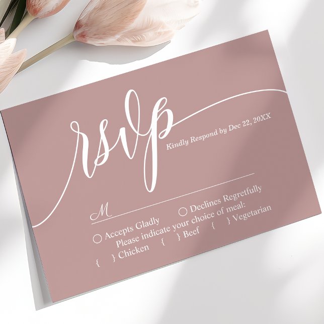 Dammig rosa enkel skript bröllops-RSVP-kort OSA Kort (Skapare uppladdad)
