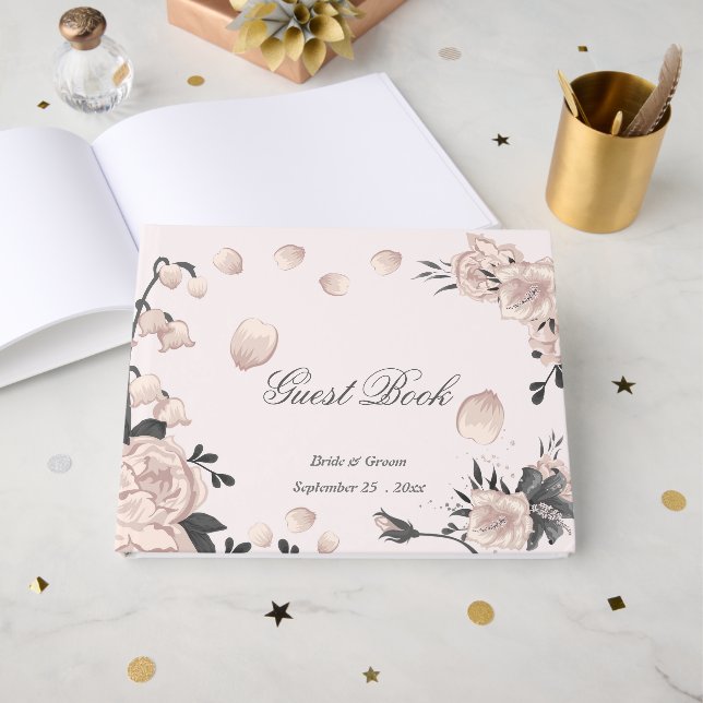 dammig rosa grått blommor och söta petaler gästböcker (Framsida Öppen)