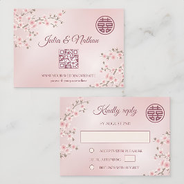 Dammig rosa körsbärsblommande RSVP kinesisk bröllo OSA Kort