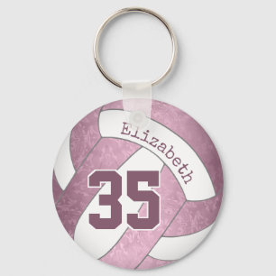dammig rosa mauve personlig girly volleyball nyckelring