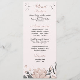 dammig rosa mörk grått blommor botaniska bröllop meny