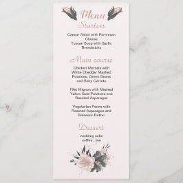 dammig rosa mörk grått blommor botaniska bröllop meny