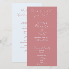 dammig rosa och blå bröllopsprogram