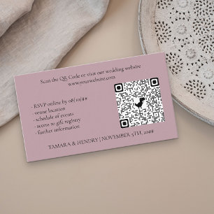 Dammig Rosa Online RSVP QR-kod Bröllop Tilläggskort
