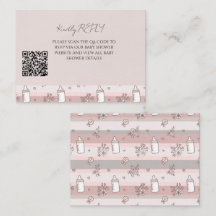 Dammig rosa randig QR-kod Baby Shower
