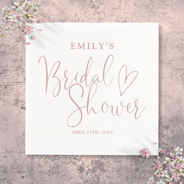 Dammig rosa skrift kalligrafi bröllopsdusch pappersservett (Dusty Rose Pink Script Calligraphy Bridal Shower Napkins)