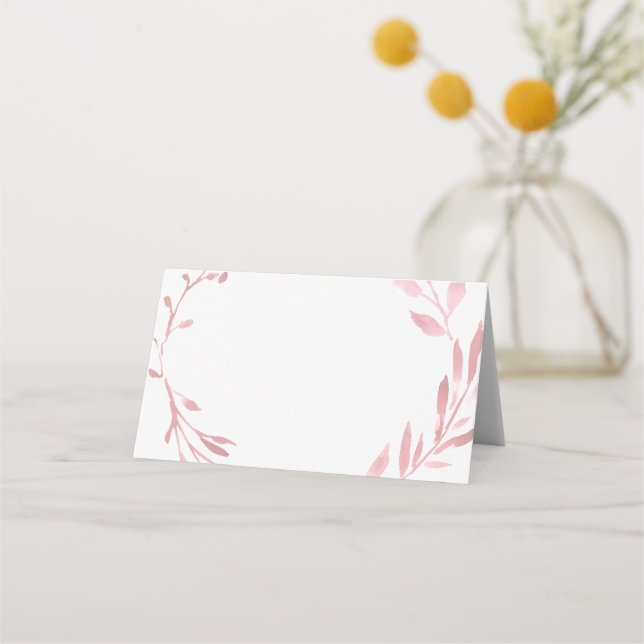 dammig rosa vattenfärg folieutandning placeringskort (Framsida)
