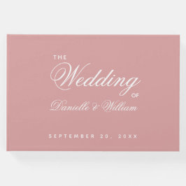 Dammig rosabrun bröllop enkel script kalligrafi ro gästböcker