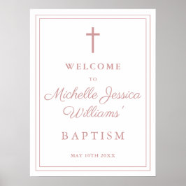 Dammig rosafärgad kant Dop Välkomstskylt Poster