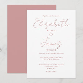 Dammig rosafärgad minimalistisk elegant skrivstil inbjudningar