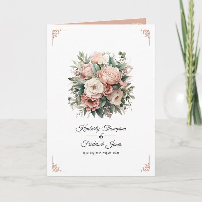 Dammig rosafärgad, mintgrön och rosafärgade blommo program (Framsida)