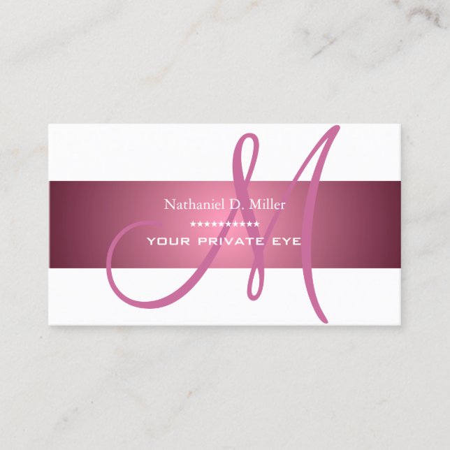 Dammig rosamönogram/DIY bakgrundsfärg Visitkort (Framsida)