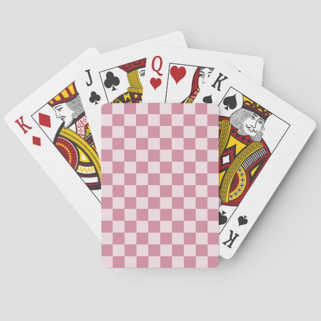 Dammig rosamrutigt schackbrädemönster casinokort (Baksidan)