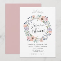 Dammig rosapink akvarellblommig krans | Bröllop