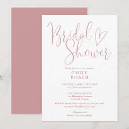 Dammig rosapink elegant bröllopsdusch med skrivsti inbjudningar