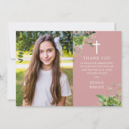 Dammig rosapink grönska fotobekräftelse tack kort