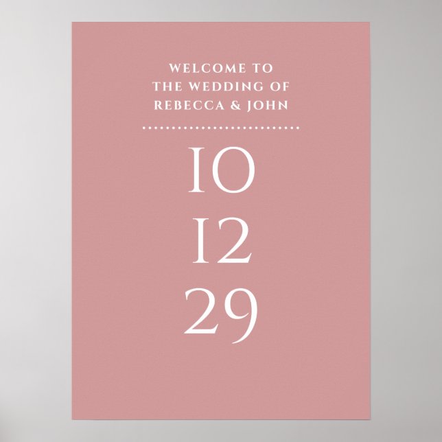 Dammig rosé Särskilt datum Bröllop Välkomstskylt Poster (Framsidan)