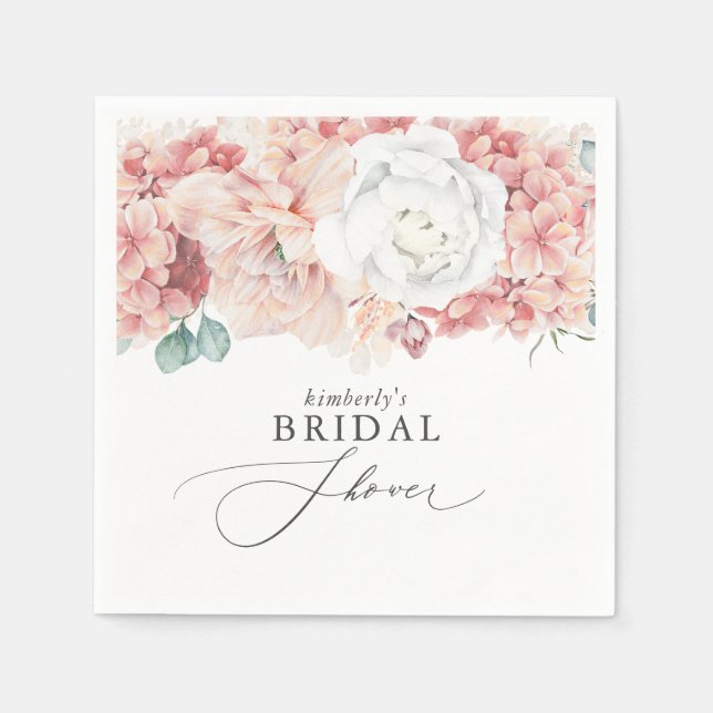 Dammig rosenskiftande persiko blommig baby / bröll pappersservett (Framsidan)