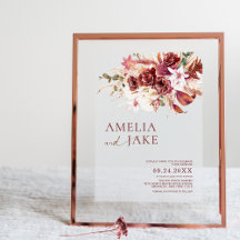 Dammig rosewood och burgunderrosa blomsterbröllop