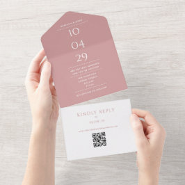 Dammig rosmonogram QR-kod Bröllopsdatum