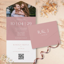 Dammig rosmonogram QR-kod Foto Bröllopsdatum