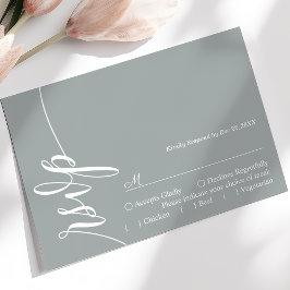 Dammig Salvia Elegant Kalligrafi Bröllop RSVP-kort OSA Kort