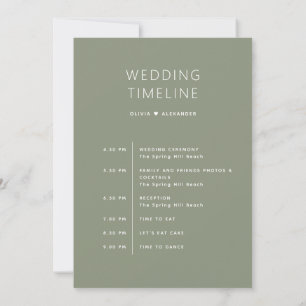 Dammig Salvia Grön Tidslinje Bröllopsitinerary Inbjudningar