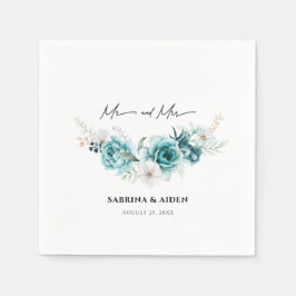 Dammig smaragdgrön vit blomsterbröllop pappersservett