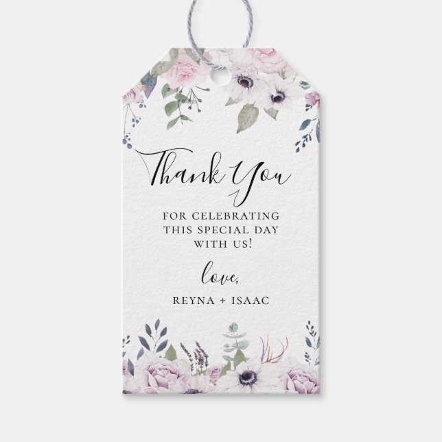 Dammig Trädgårds Blommig Bröllop Tacksamhet Presentetikett (Framsidan)