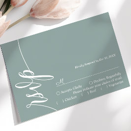 Dammig turkos elegant kalligrafi bröllop RSVP-kort OSA Kort