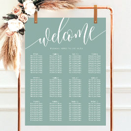 Dammig turkos minimalistisk bröllopsställningskart poster