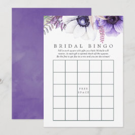 Dammig violett akvarellblommig bröllopsduschbingo inbjudningar