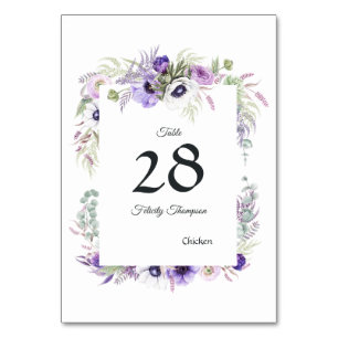 Dammig Violett Blommig Bebis Shower Bordsnummer