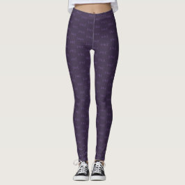 Dammig Violett Halvmåne Monogram Mönster Leggings