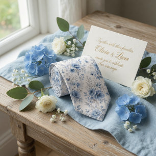 Dammiga blå akvarell peonior och vilda blommor slips