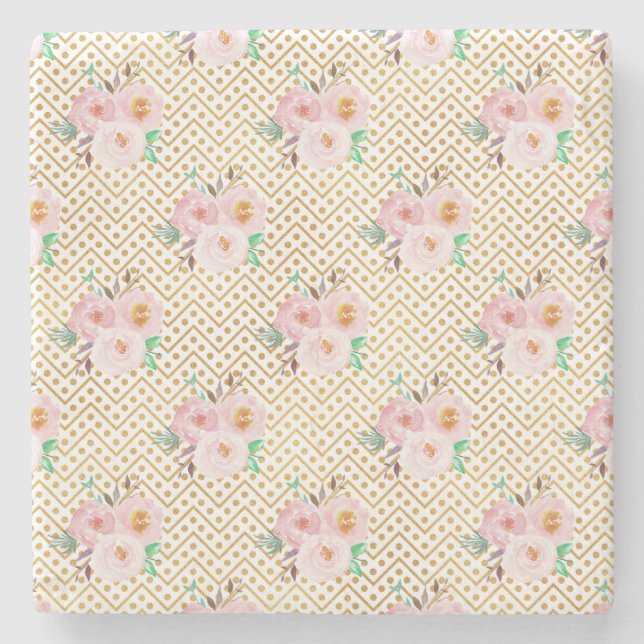 Dammiga blå blommiga slipsar stenunderlägg (Framsidan)