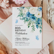 Dammiga blå blommor 80-årsdag